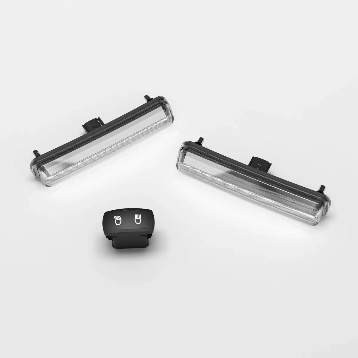Sea-Doo Switch Front Docking Lights, three-piece set with two light bars and switch, clear lenses, black housings
