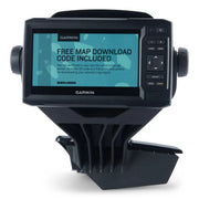 Garmin ECHOMAP UHD 62cv GPS display, black, mounted on watercraft mount