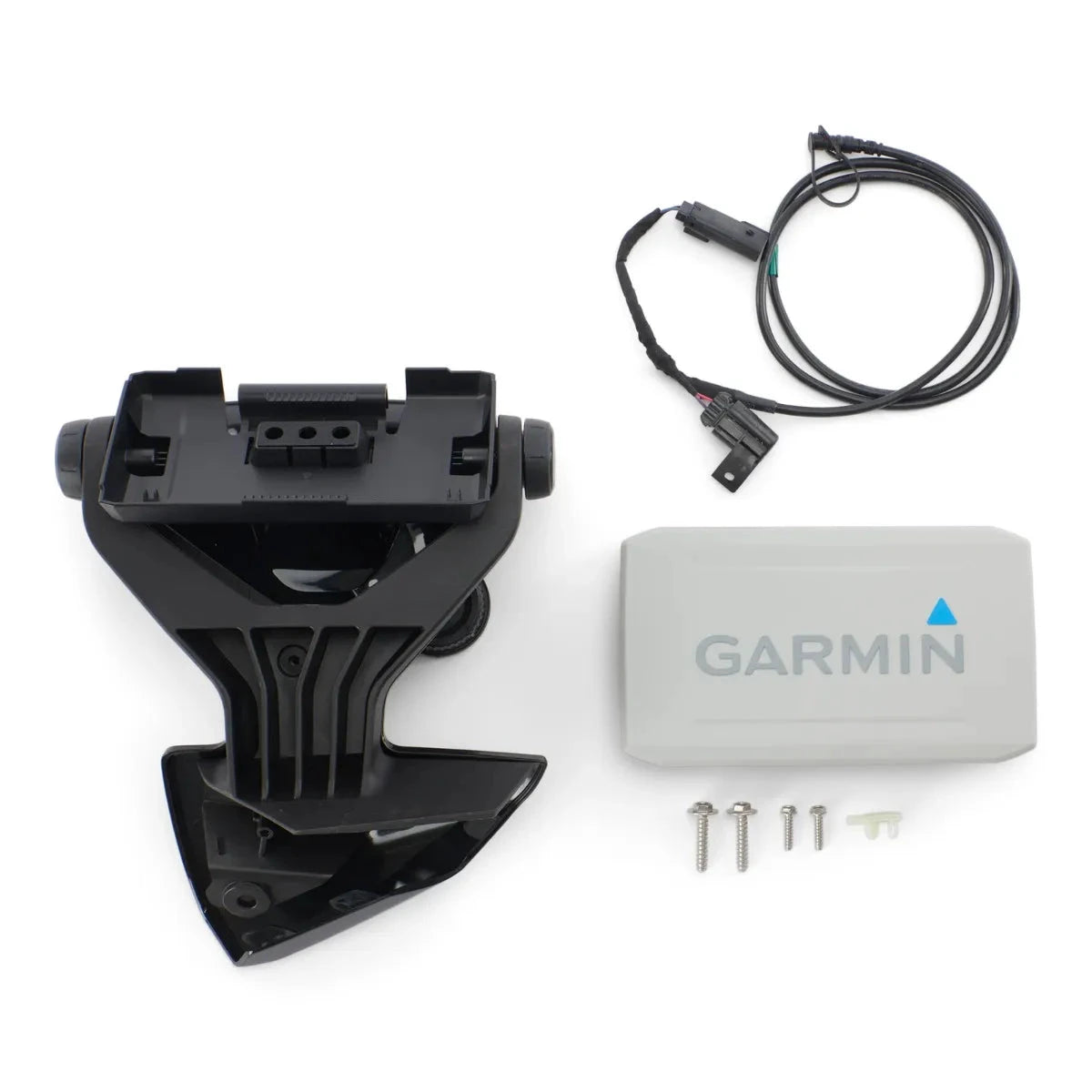 Garmin ECHOMAP UHD 62cv GPS marine chartplotter kit with black mounting bracket and cables
