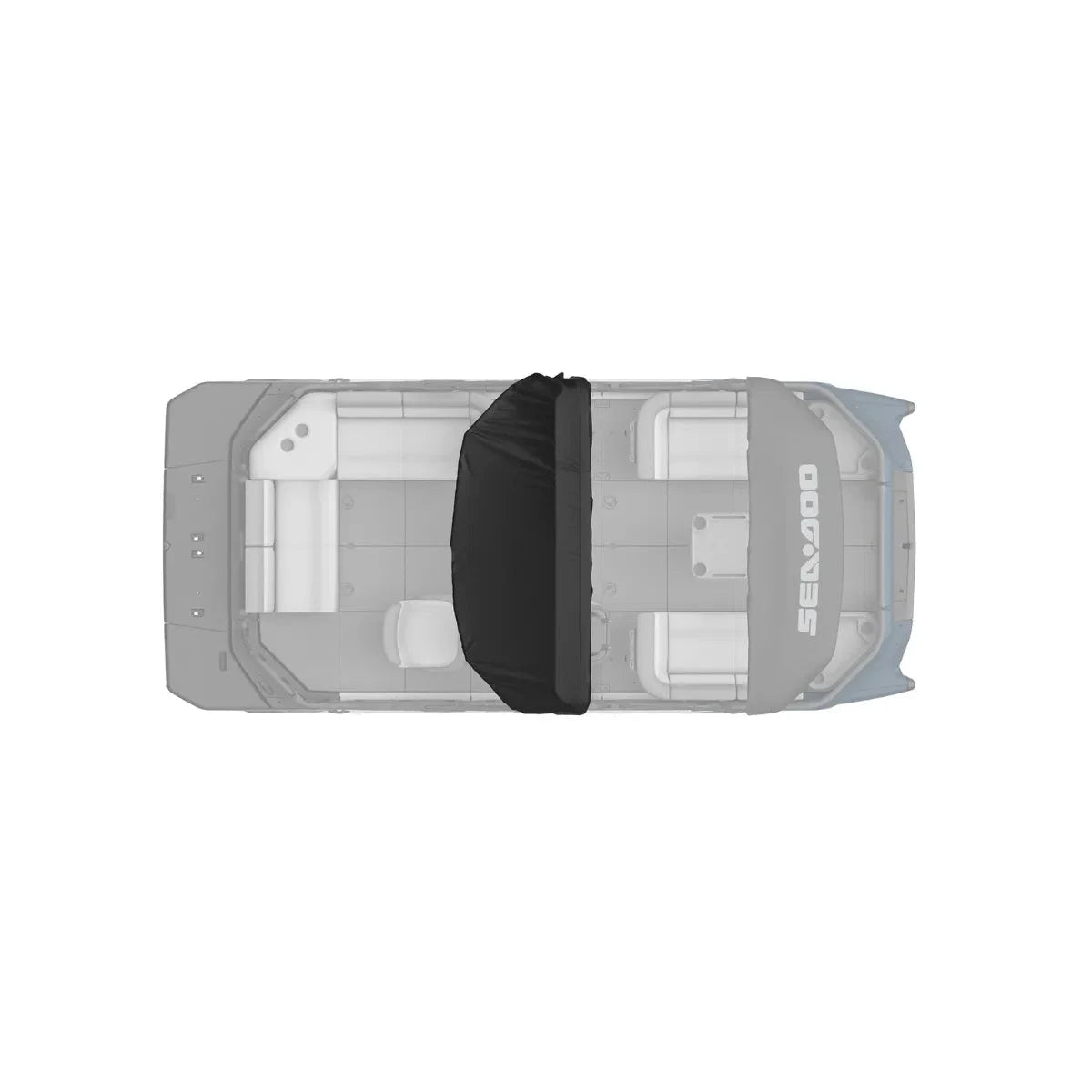 Sea-Doo Switch Double Bimini Top Sleeve, black fabric cover for watercraft accessory
