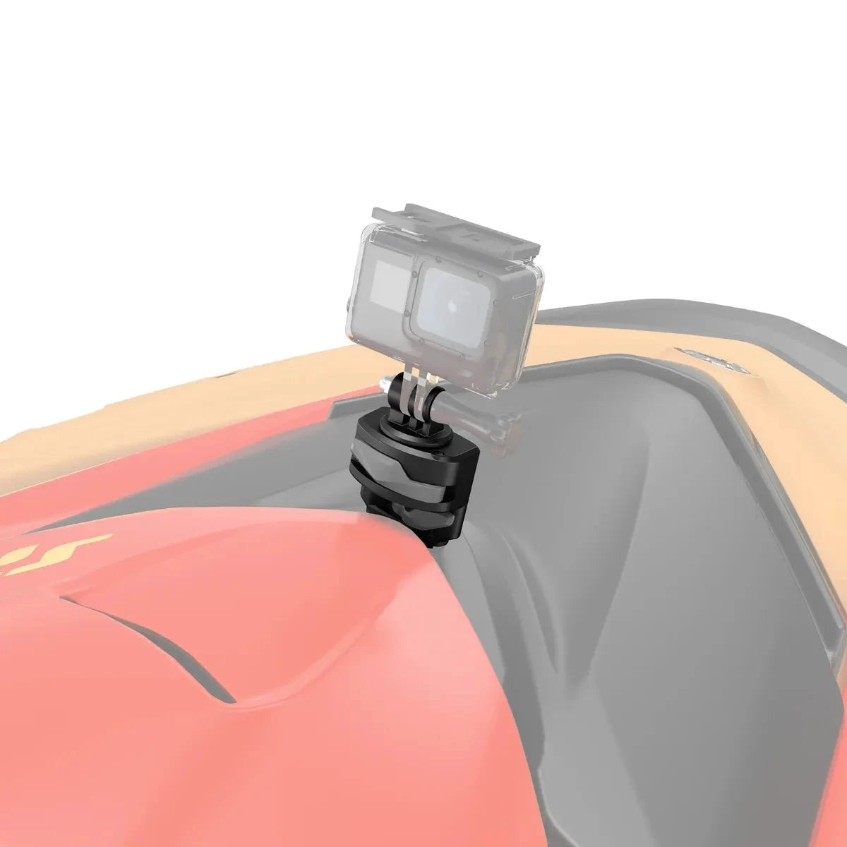 LinQ Lite Action Camera Holder mounted on Sea-Doo watercraft with black clamp securing waterproof camera housing