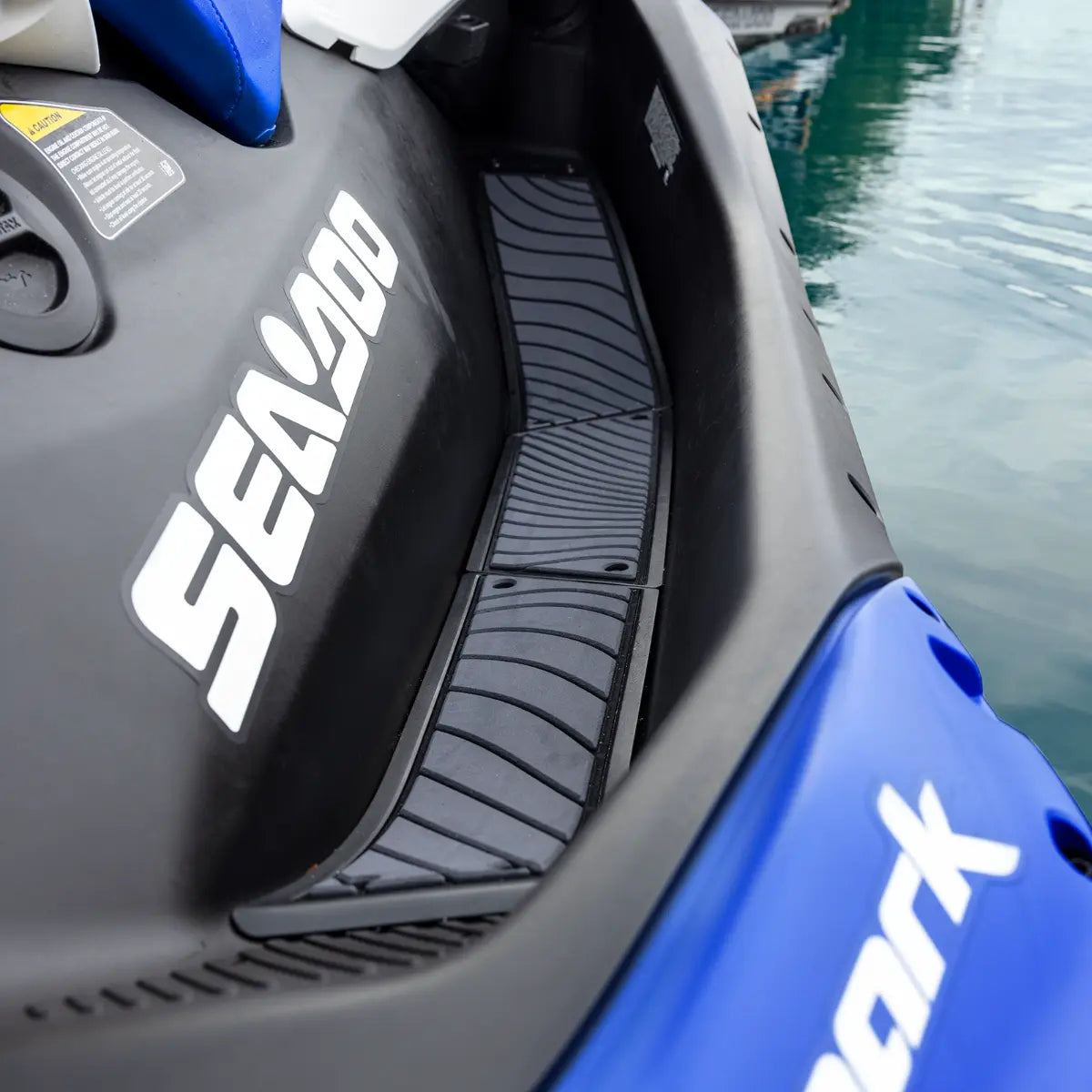 Sea-Doo Spark Footwell Grip Mats, gray EVA foam, installed in the Spark watercraft footwell.