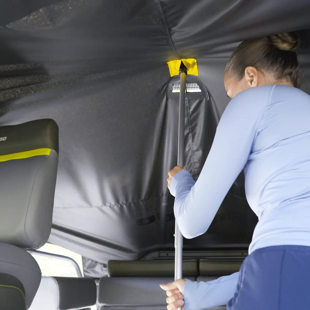 Switch Sport 18 mooring and trailering cover by Sea-Doo BRP; black watercraft storage cover.