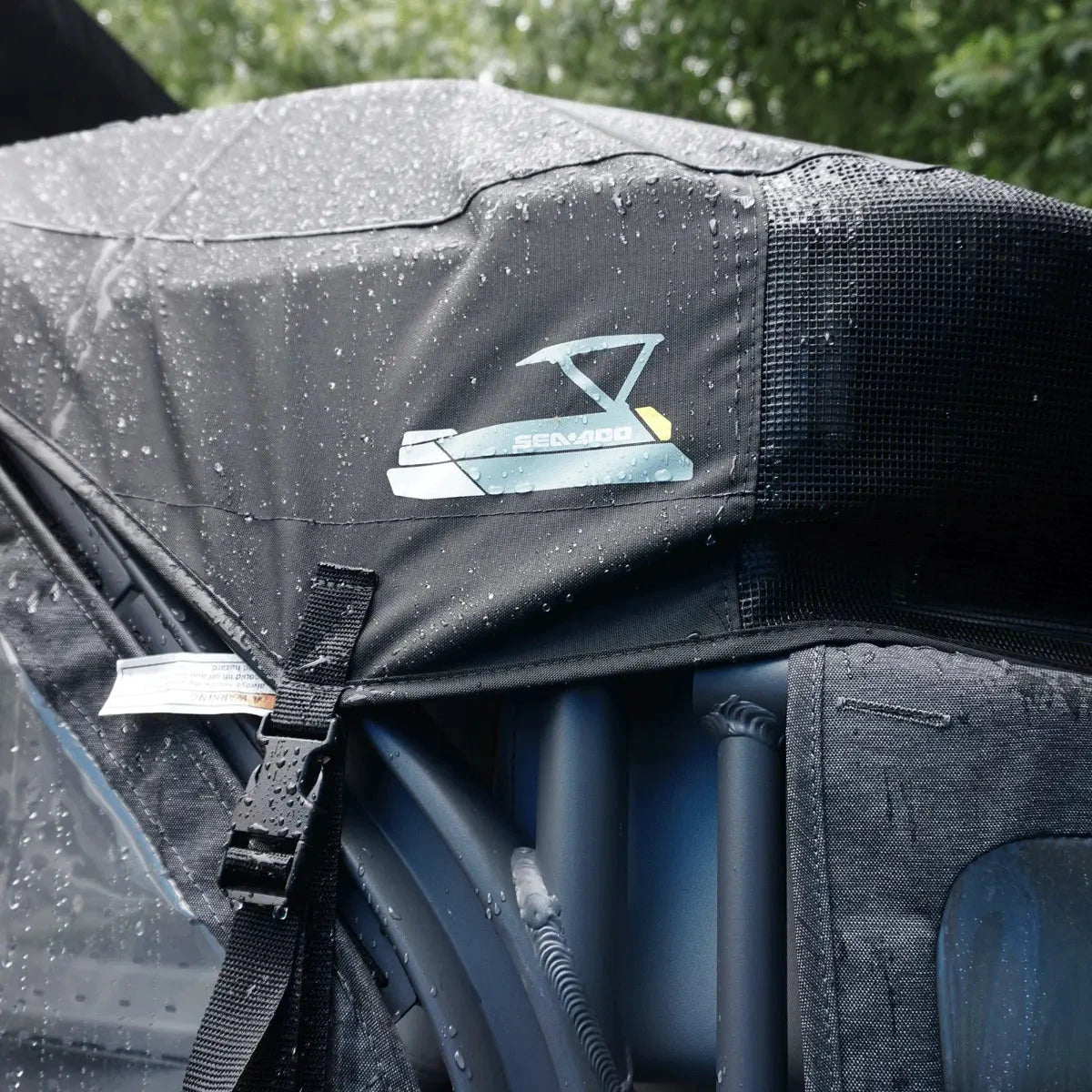 Switch cover for Sea-Doo BRP Switch Sport 18 mooring and trailering, black watercraft storage cover.