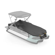 BRP Switch Sport 21' Mooring and Trailering Cover; Sea-Doo dark gray cover over boat with light gray canopy