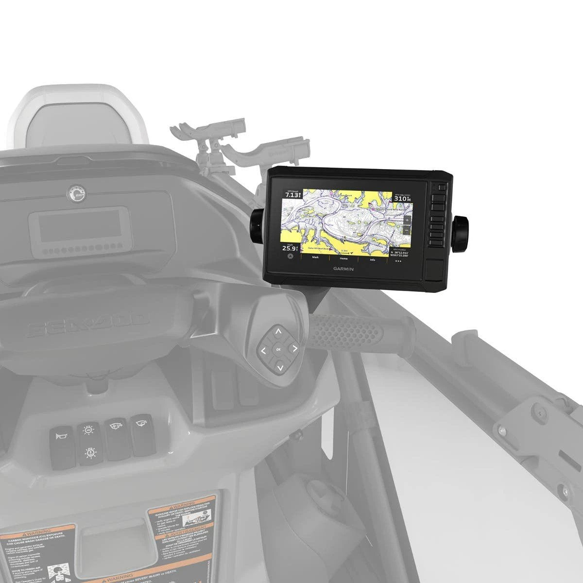Garmin ECHOMAP UHD2 72sv GPS marine chartplotter on Sea-Doo Switch, black
