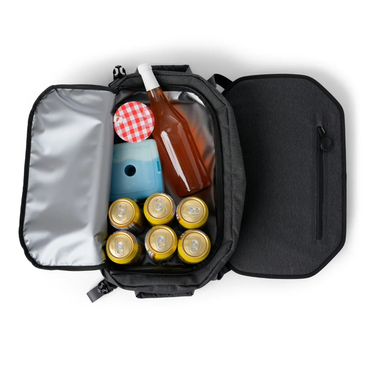 Sea-Doo LinQ Cooler 5.3 US Gal semi-rigid, black bag with a bottle and cans