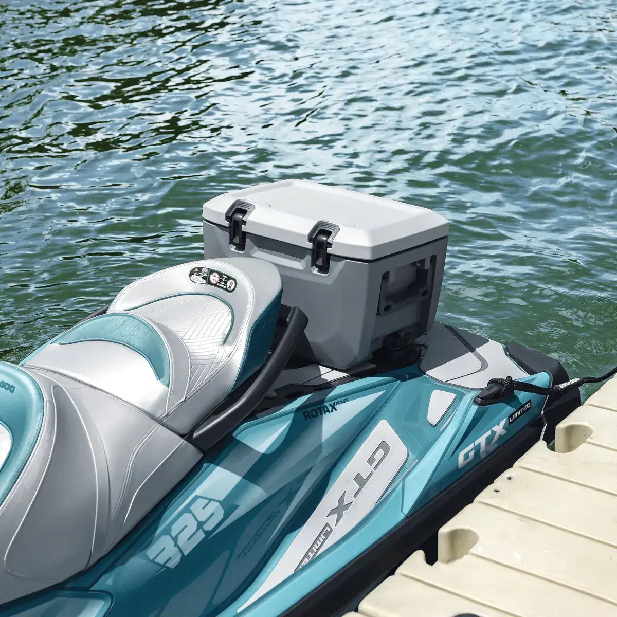 Sea-Doo LinQ Cooler 5.3 US gal, gray, mounted on Sea-Doo GTX watercraft