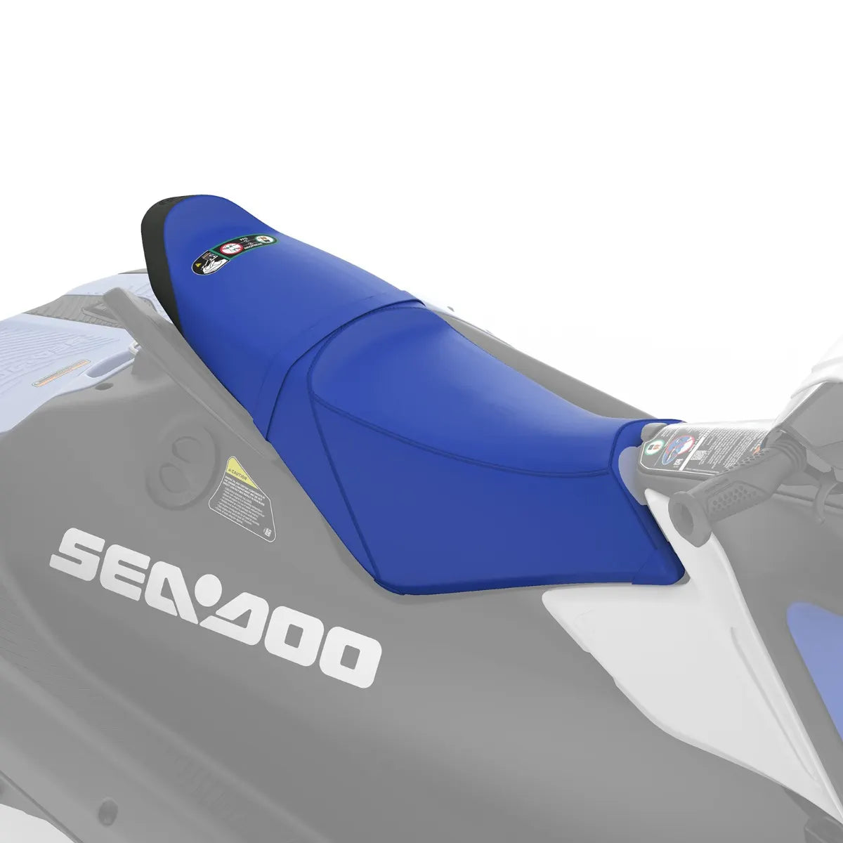 Sea-Doo Trixx 2 Up Seat, dazzling blue upholstery with reinforced seams, mounted on Sea-Doo watercraft