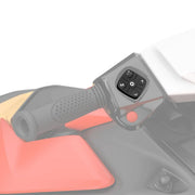 Sea-Doo Spark Trixx steering handle with black control pad on orange watercraft