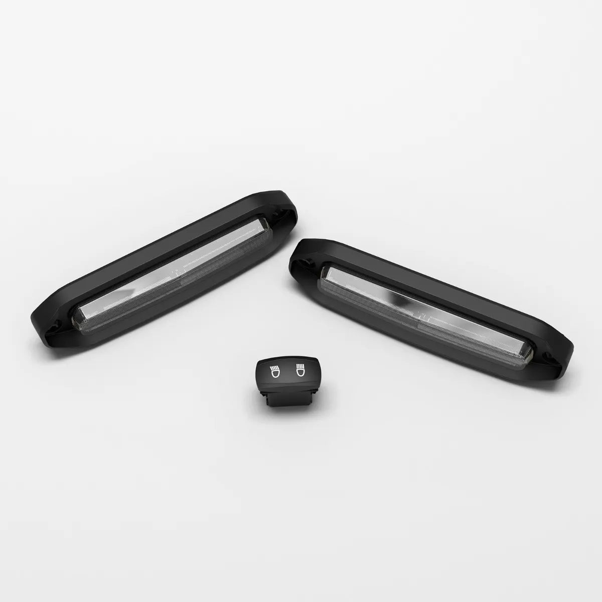 Sea-Doo Switch Pontoon Rear Underwater Lights pair with black housings and clear lenses, includes switch