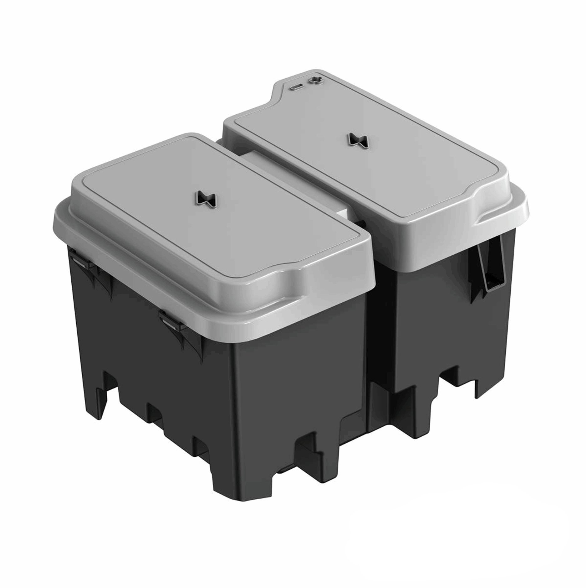Sea-Doo Switch Double Group 27 Battery Conversion Kit, twin black battery boxes with gray lids