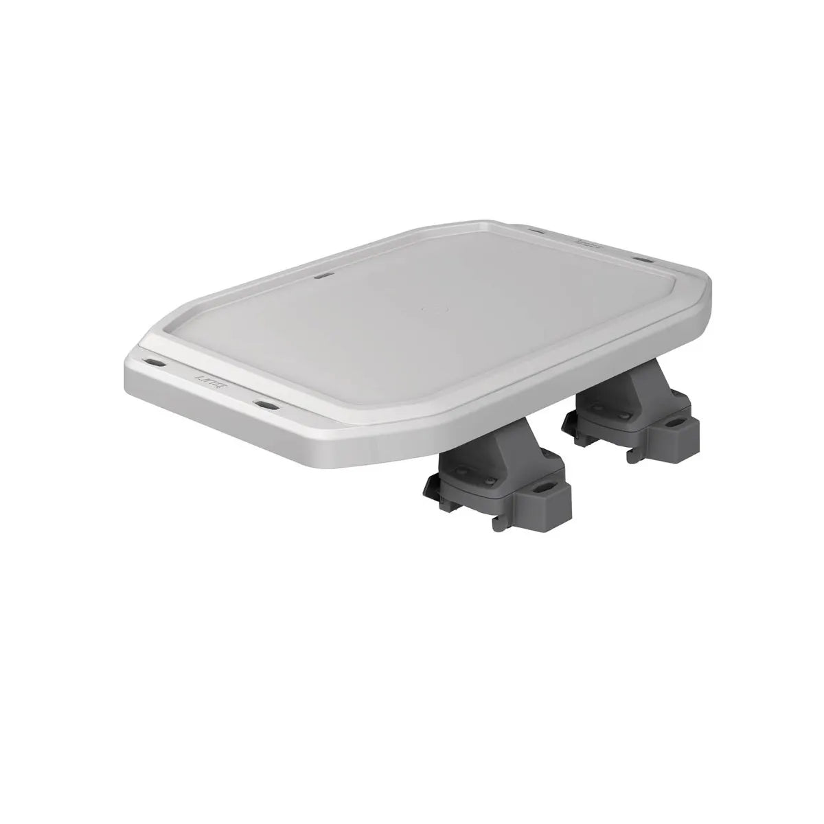 Sea-Doo Switch Rail Service Table, white platform with gray mounting clamps.