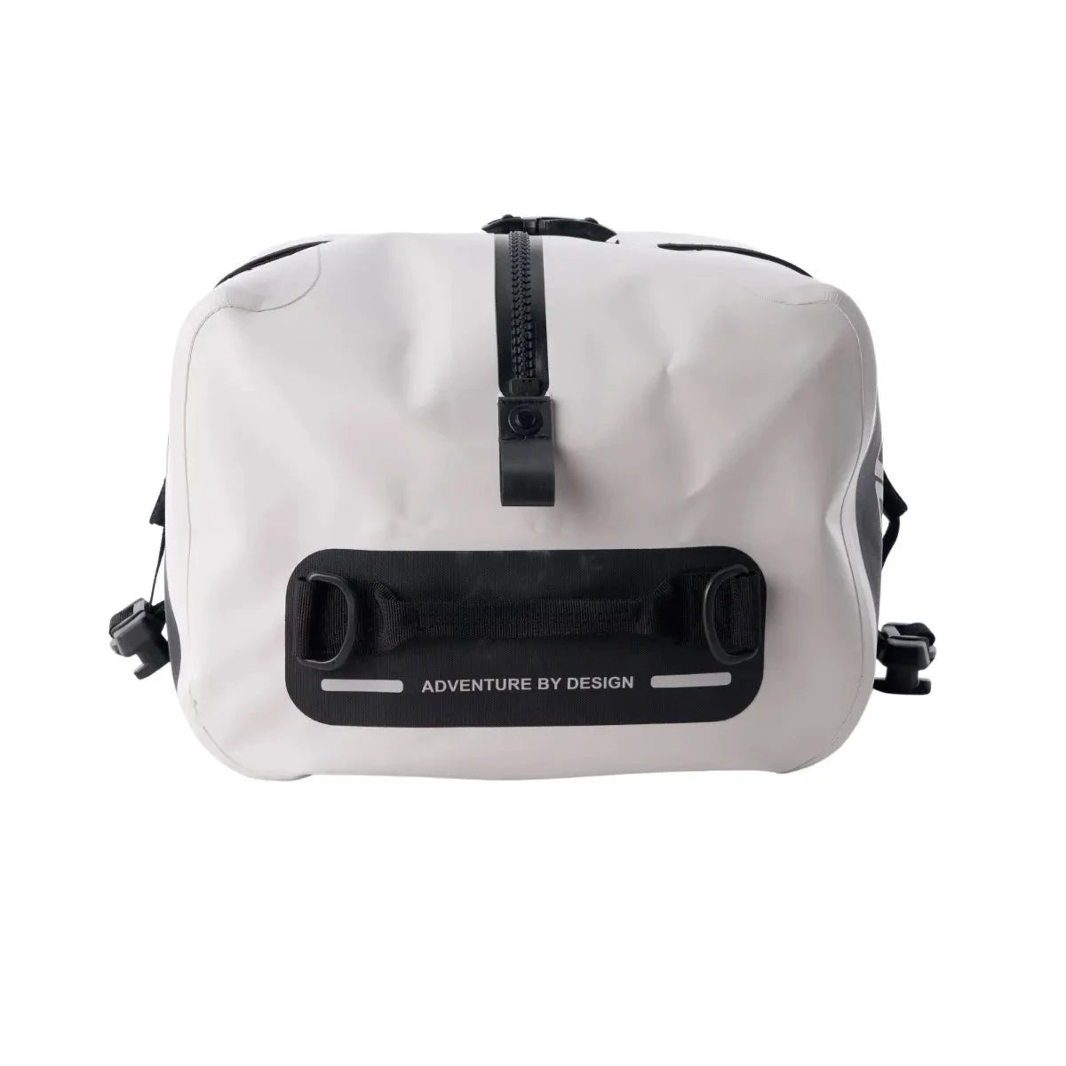 LinQ 7.9 gal Dry Bag in light gray with black zipper and strap, Sea-Doo BRP OEM accessory.