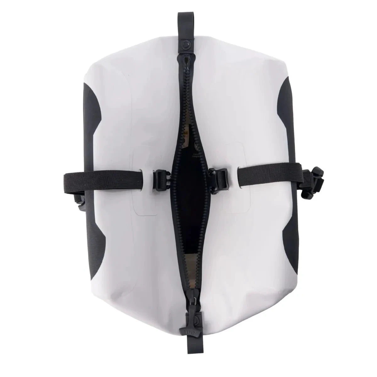 LinQ 50L Dry Bag by Sea-Doo BRP, white with black straps and zip closure