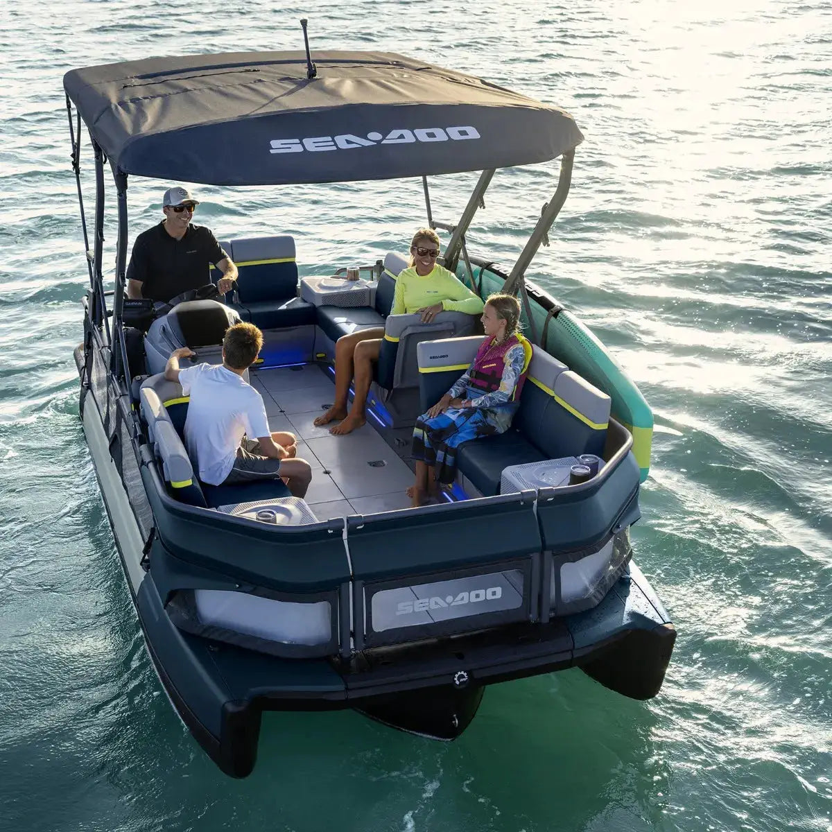 Sea-Doo Switch Pontoon Stand Up Paddle Board Holder by BRP Sea-Doo, water sport board storage rack on pontoon boat