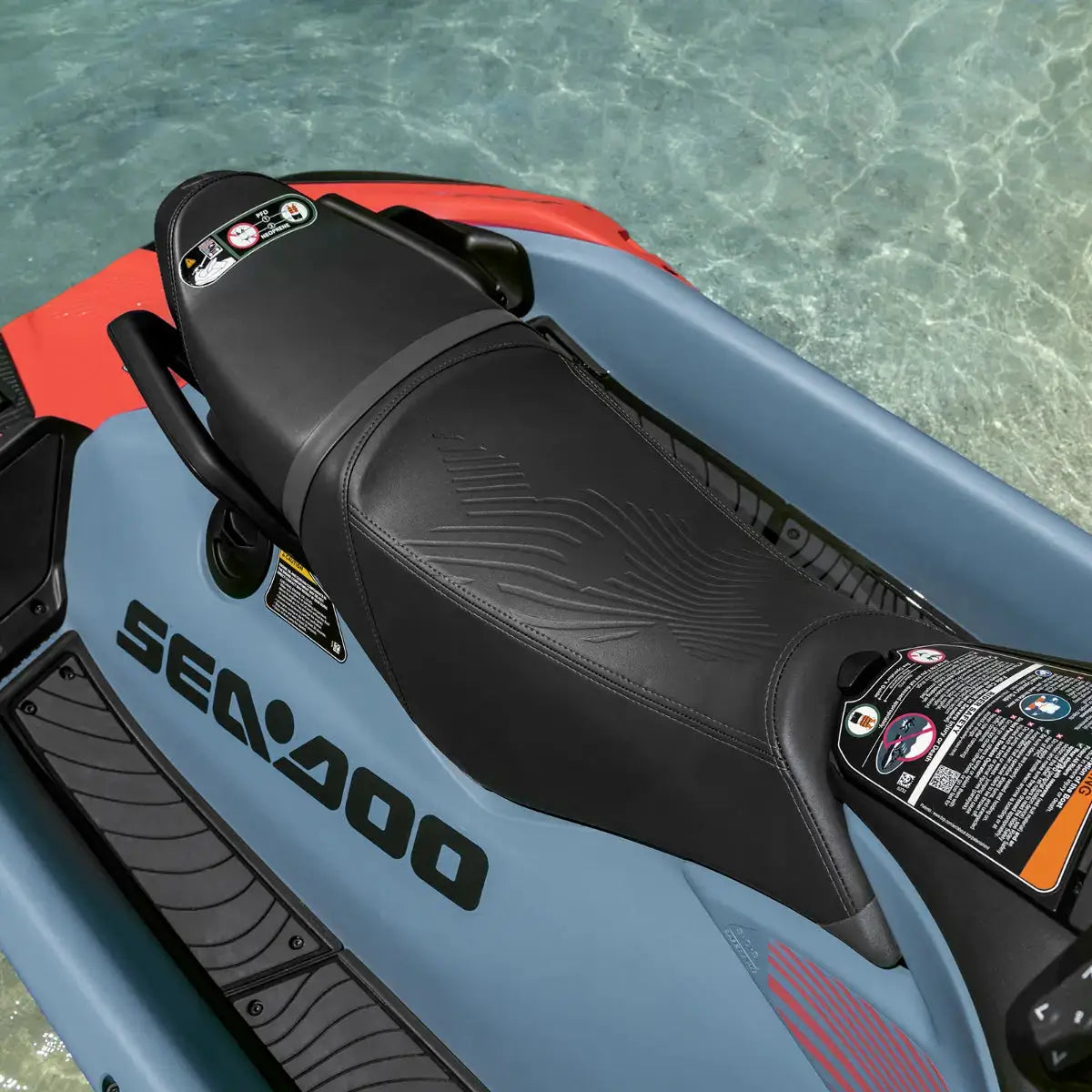 Sea-Doo Spark Trixx 2-seat accessory by BRP Sea-Doo, black seat on blue watercraft