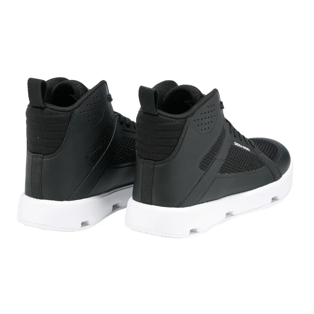 Sea-Doo non-slip riding boots, black wetsuit boots with white soles, pair