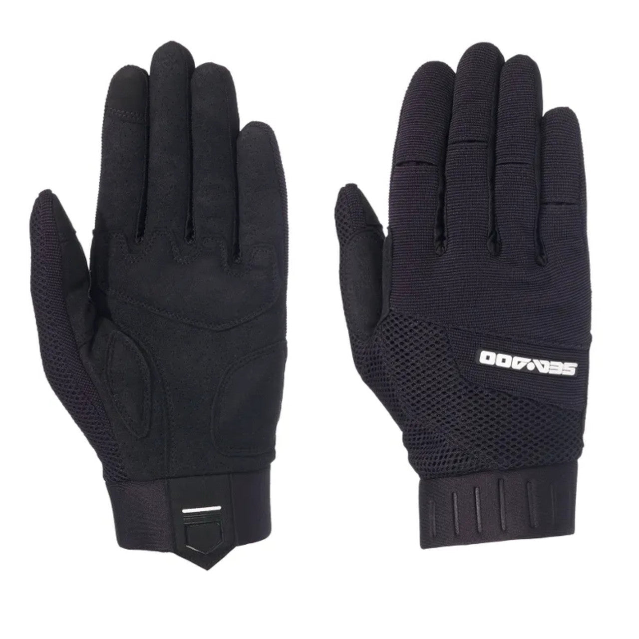 Sea-Doo Choppy Gloves, black unisex boating gloves, pair with Sea-Doo branding