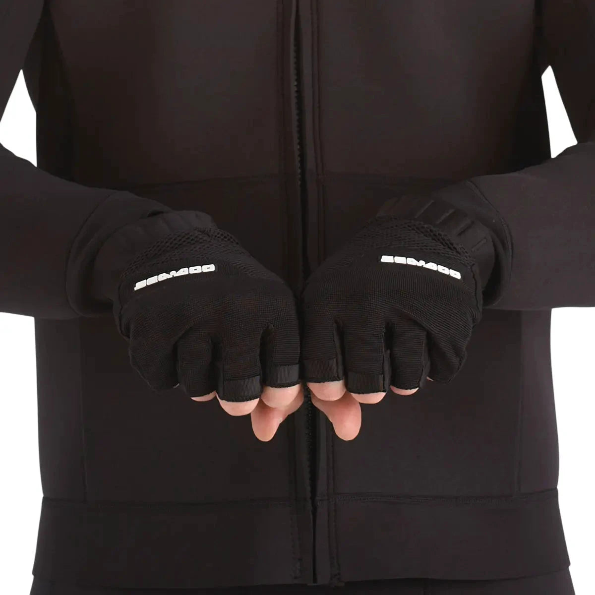 Sea-Doo Choppy Shorty Gloves, black boating gloves (2) with Sea-Doo logo
