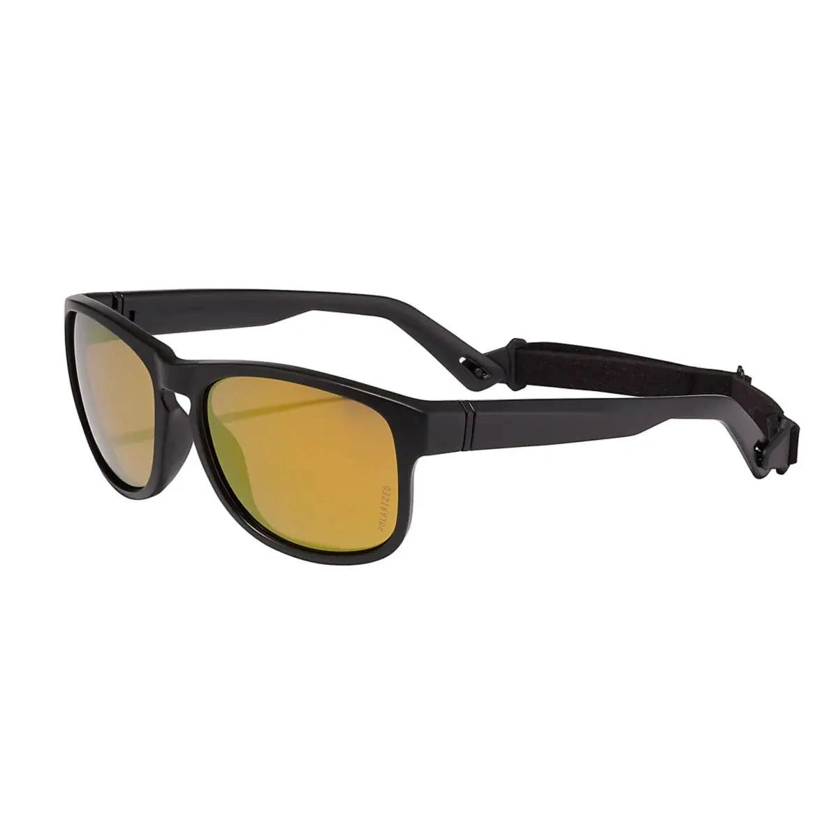 Floating Polarized Lagoon Sunglasses, black frame with gold mirrored lenses