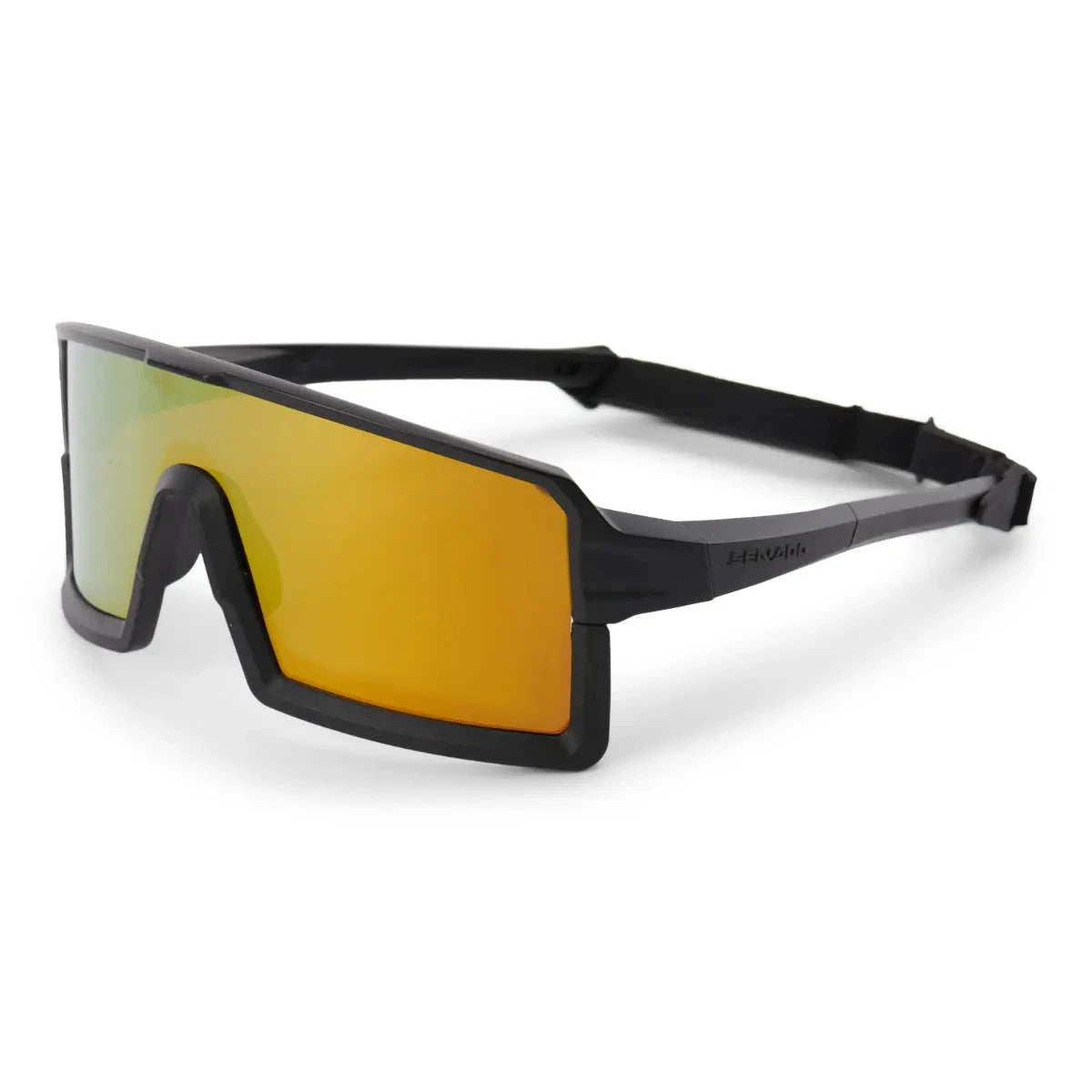 Sea-Doo High Tide polarized sunglasses with gold mirrored lenses and black frame.