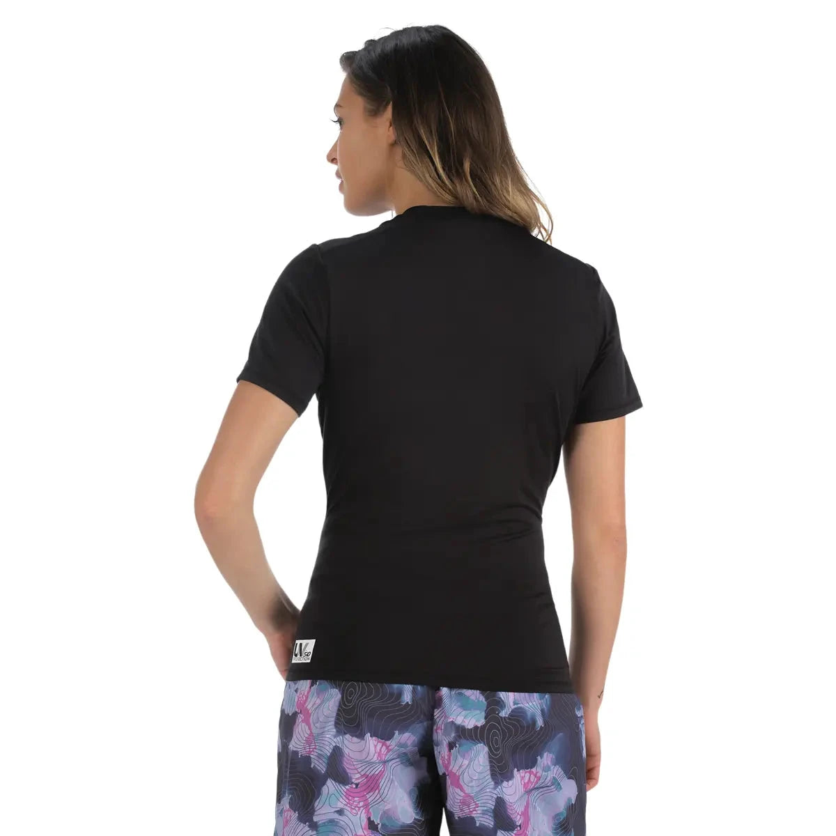 Sea-Doo women's signature short-sleeve rashguard, black, BRP OEM riding gear back view