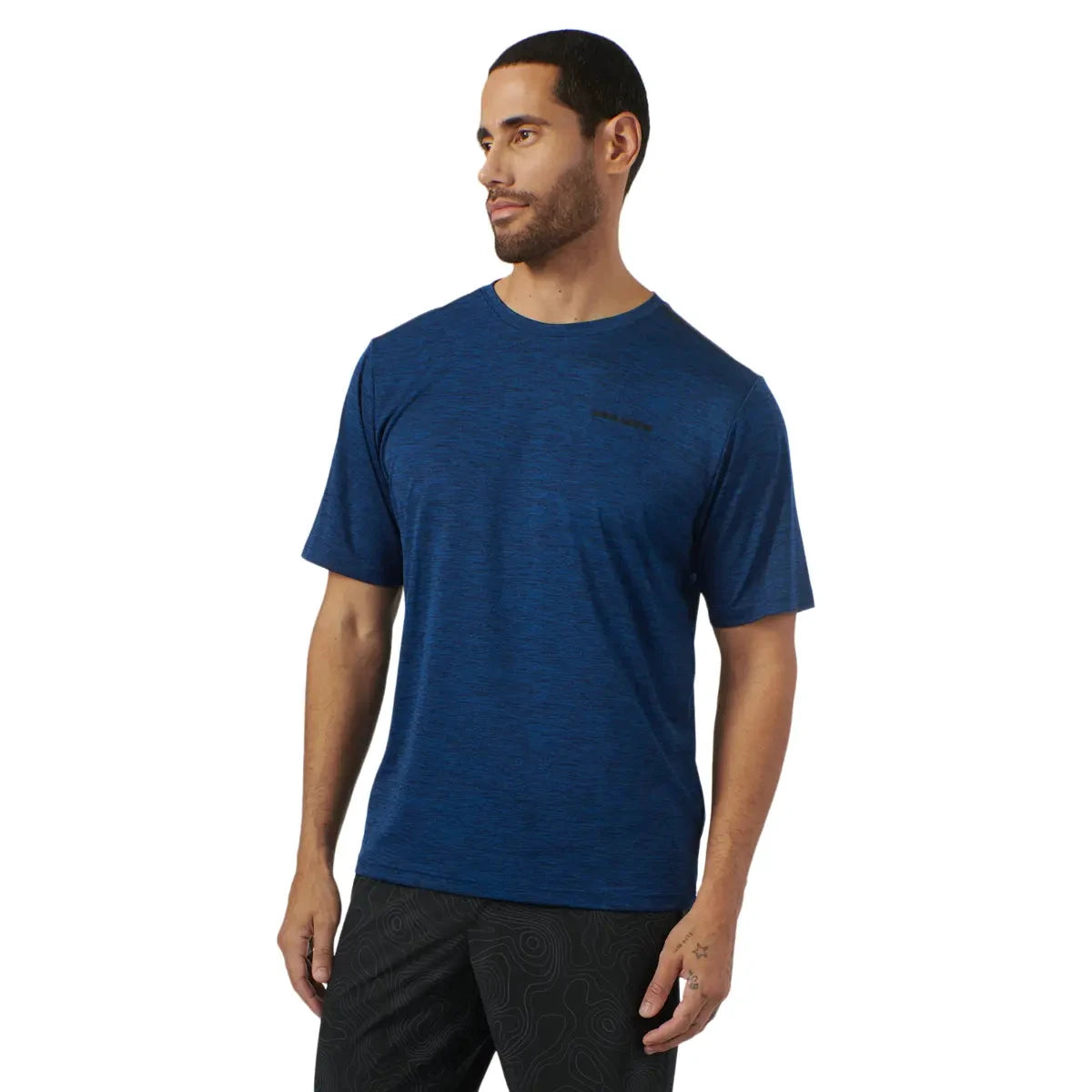Sea-Doo Men's UV Protection T-Shirt in blue heather, short-sleeve PWC riding gear with small chest logo.