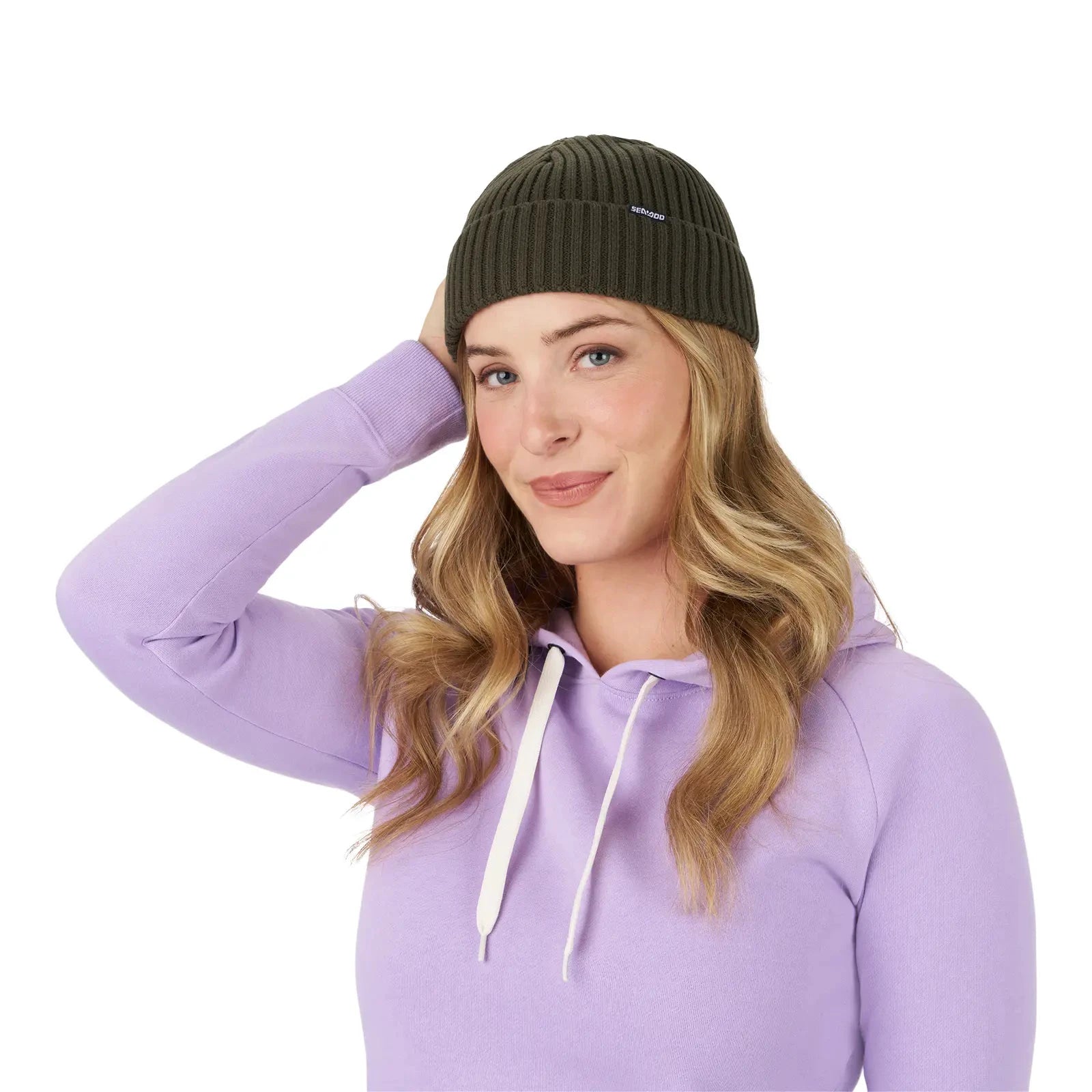 Sea-Doo Short Beanie Army Green, BRP riding gear in ribbed knit fabric