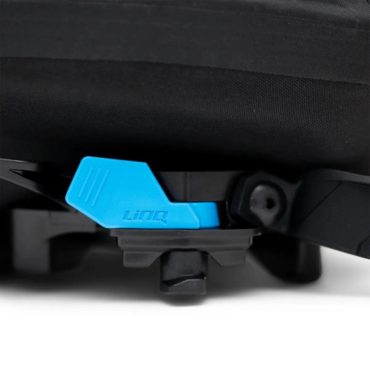 Sea-Doo LinQ Dry Bag blue mounting lever attached to vehicle storage rail