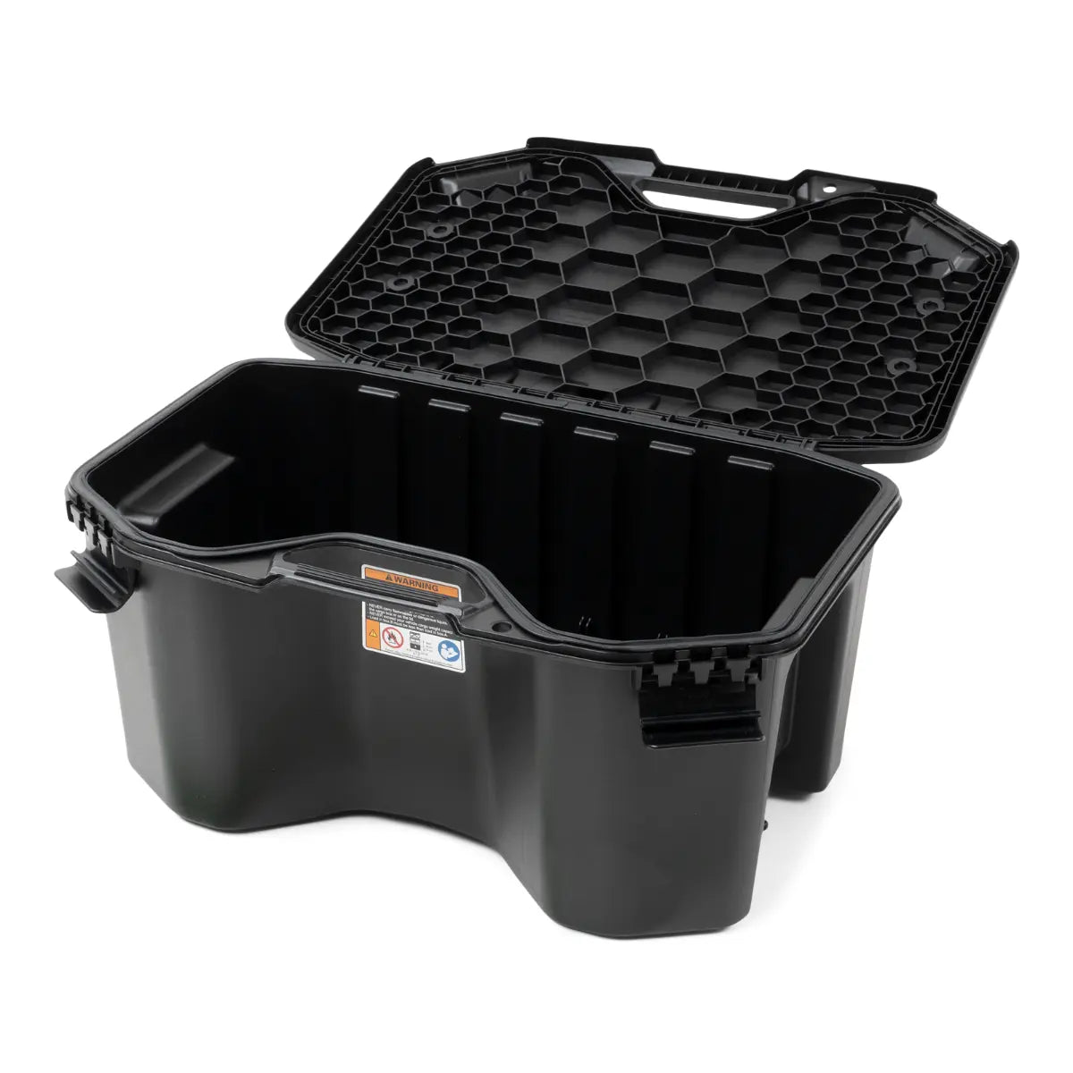 Sea-Doo LinQ 5 US Gal Modular Cargo Box, black plastic with honeycomb-lid design.