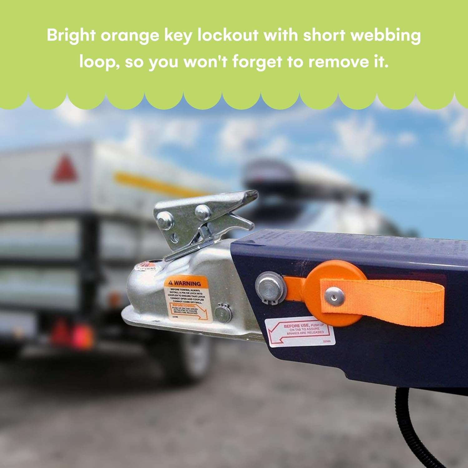 Sea-Doo Switch Surge Brake Lockout Key, magnetic; bright orange strap for boat trailers