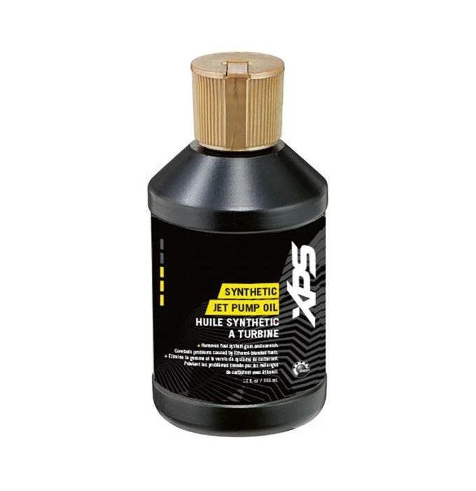 Sea-Doo XPS Synthetic Jet Pump Oil bottle, black container with tan cap.