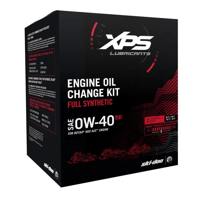 Ski-Doo engine oil change kit, full synthetic SAE 0W-40 for Rotax 900 ACE, Sea-Doo/XPS Lubricants box