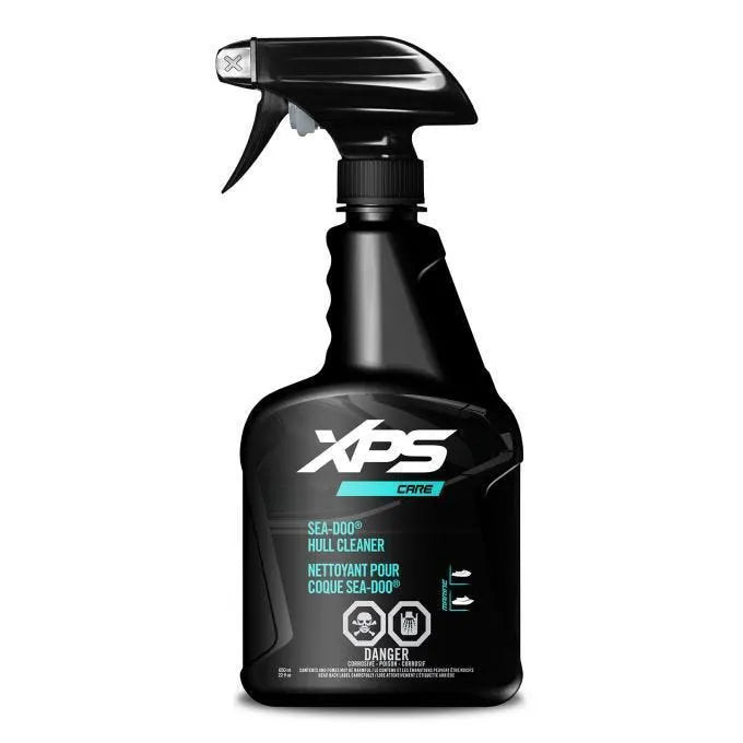 Sea-Doo XPS Hull Cleaner spray bottle, black plastic container with teal XPS logo for watercraft cleaners
