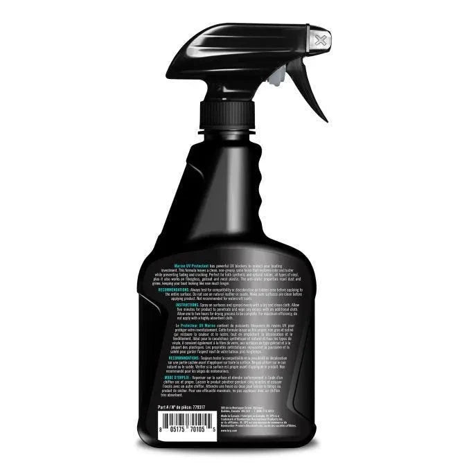 Sea-Doo Vinyl & Plastic UV Protectant spray bottle, black plastic bottle with trigger sprayer