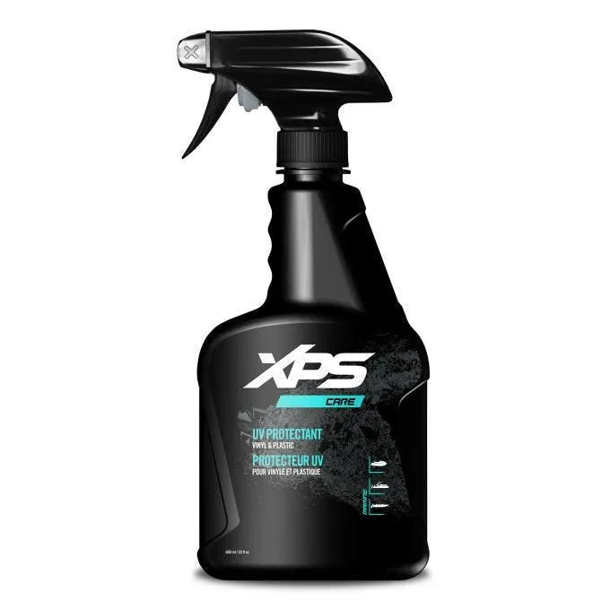 Sea-Doo Vinyl & Plastic UV Protectant spray bottle, black with turquoise XPS Care label
