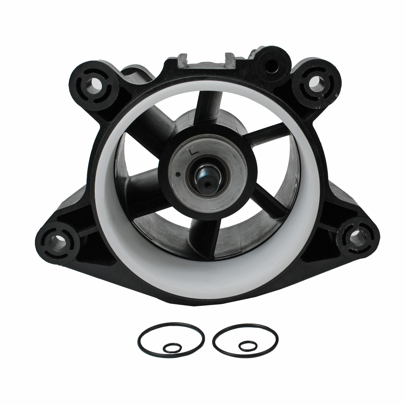 Jet Pump Housing kit for Sea-Doo 1997–2007 GTX/GSX/XP/RX; black housing with white ring, 155mm, includes two O-rings.