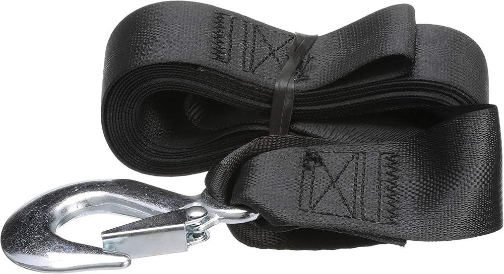 PWC winch strap with loop end, 2 in x 12 ft, black webbing, Sea-Doo Outlet tow strap