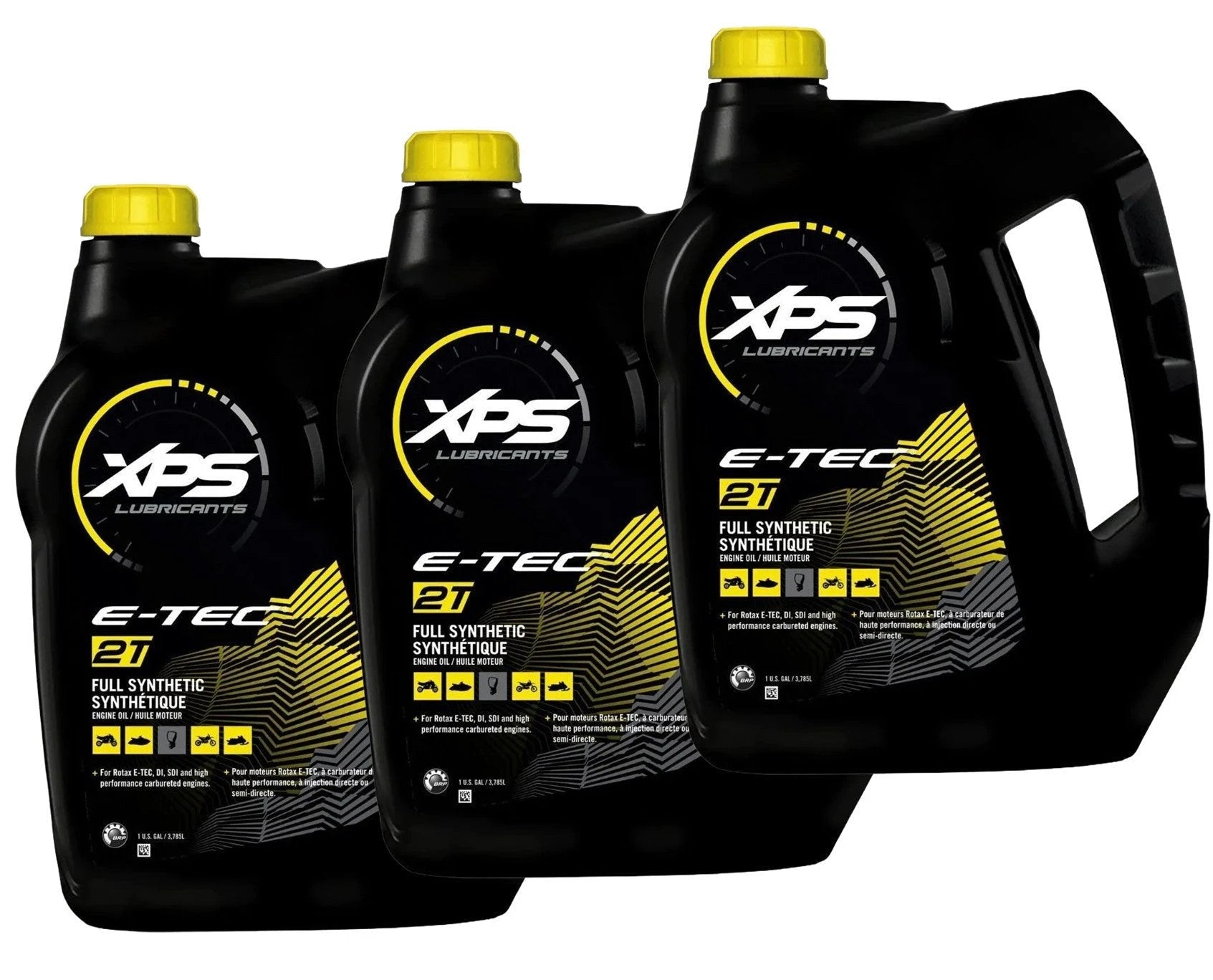Sea-Doo XPS 2-Stroke Synthetic Oil gallon case (3) with yellow caps