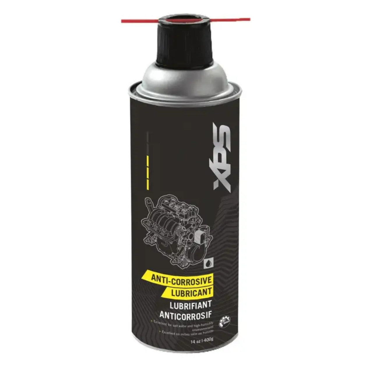 BRP XPS Anti-Corrosive Lubricant spray can, black label with yellow accents, Sea-Doo/BRP brand, 14 oz.