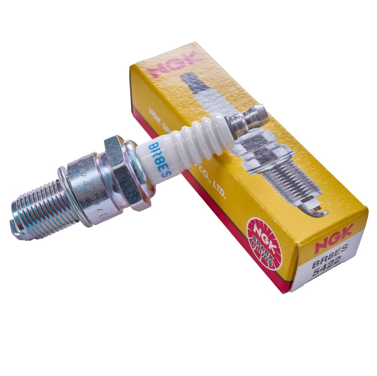 NGK BR8ES spark plug for Sea-Doo watercraft ignition parts in a yellow NGK box.