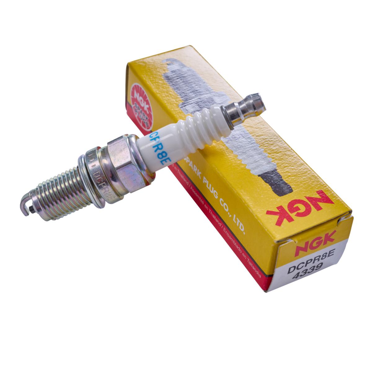 Spark plug NGK DCPR8E with yellow packaging for Sea-Doo watercraft ignition