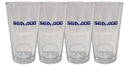 Sea-Doo pint glass 4-pack, clear 16 oz beer glasses with blue Sea-Doo logo