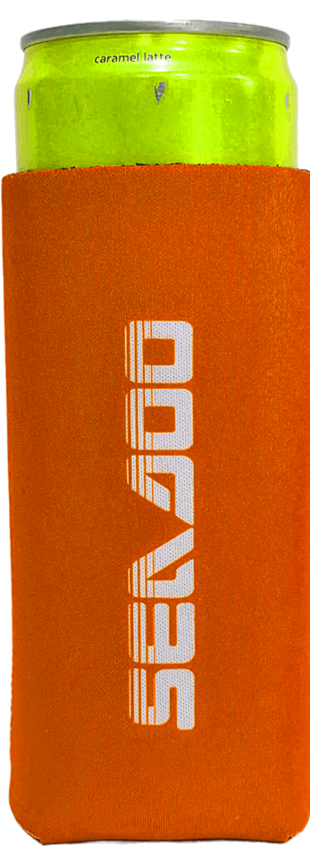 Sea-Doo Slim Can Koozie orange neoprene sleeve with Sea-Doo logo for cans