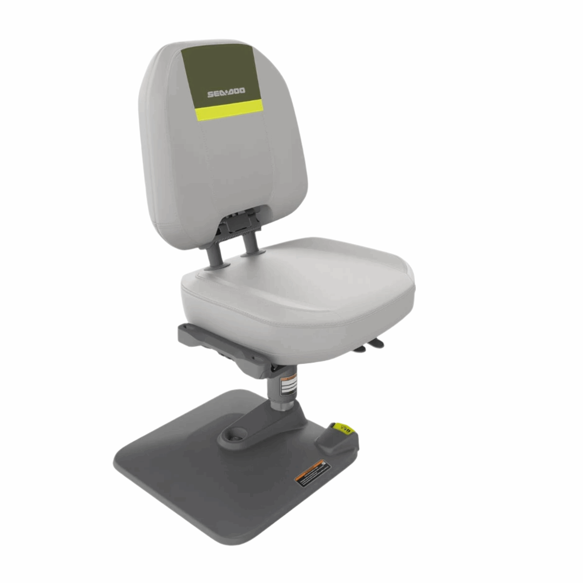 Sea-Doo Switch Quick-Attach Fishing Pedestal Seat, gray with neon-yellow accent