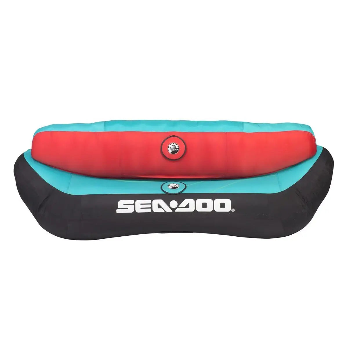 Sea-Doo three-person sit-on-top towable tube in teal, red and black