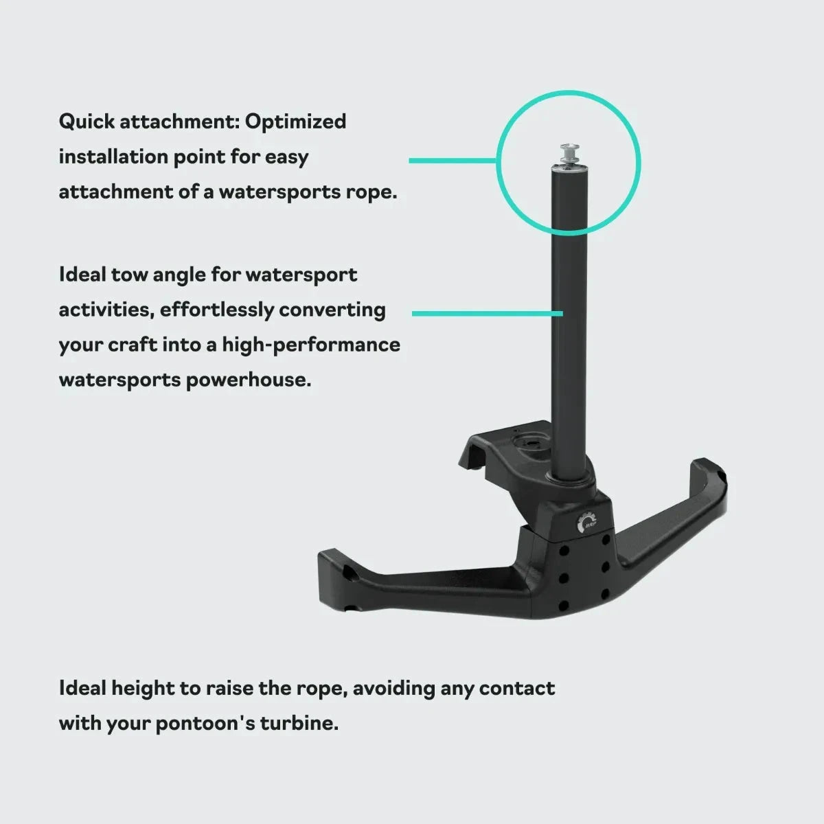 Sea-Doo Switch Wake and Ski Pylon, black BRP watercraft accessory with tall post and forked base