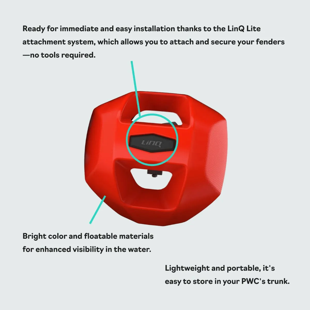 Sea-Doo Spark LinQ Lite fender, bright red with LinQ attachment system