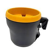 Sea-Doo LinQ cup holder for PWC, yellow rim with gray body and mounting clip